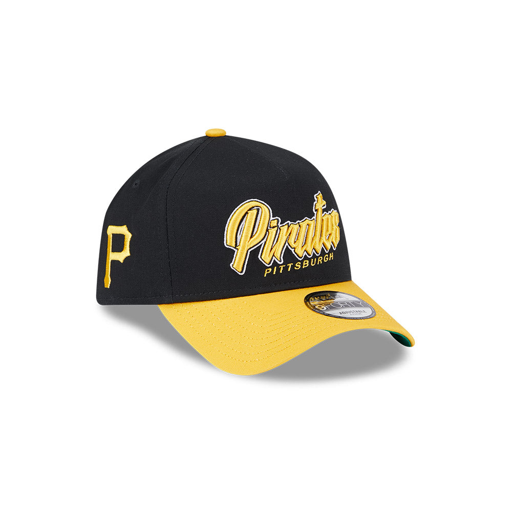 Pittsburgh Pirates Hat - Script 2-Tone Official Team Colour 9Forty A-Frame MLB Snapback Cap - New Era